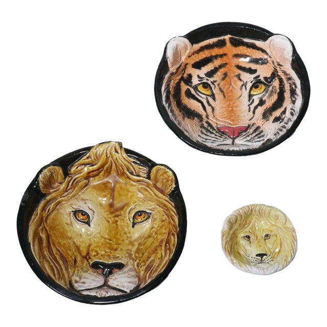 70's Italian Taste Seller by Sigma Lion and Tiger Plates - Set of 3 For Sale