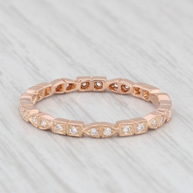 Modern New Diamond Eternity Band 18k Rose Gold Sz 6.5 Wedding Stackable Ring Beverley K For Sale - Image 3 of 8