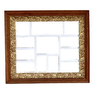Vintage Handmade Ornate Gilt Gesso and Oak Multi-Compartment Shadow Box Wall Shelf For Sale