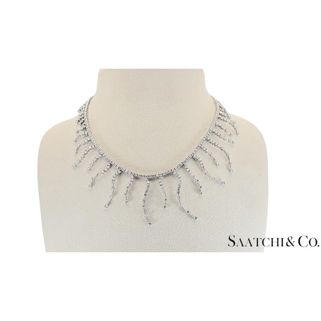 18K (750) White Gold - 12.60 Ct Natural Diamond: Necklace Metal Type: 18K (750) White Gold Total Item Weight: 53.3 Grams...