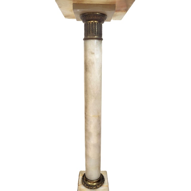 Yellow Antique French 19th C Rotating Top Bronze & Onyx Column Pedestal For Sale - Image 8 of 14
