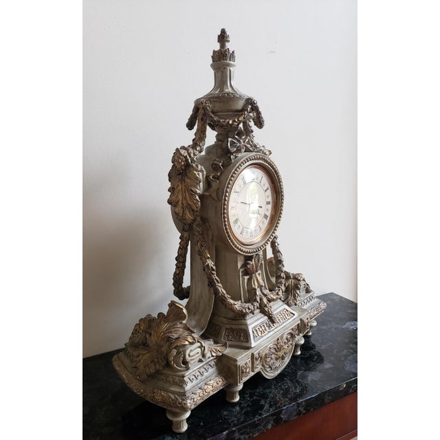 Louis XVI Style Partial Gilt and decorated Mantle Clock. True to the decorative arts of the 19 th century, this quality...