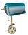 1970s Mid-Century Modern Art Deco Brass and Teal Glass Banker's Desk Lamp For Sale - Image 13 of 18