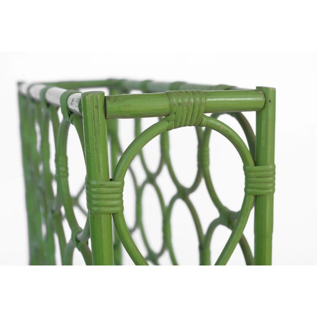 Vintage 1970s Boho Green Rattan 12-Bottle Wine Rack For Sale - Image 12 of 13
