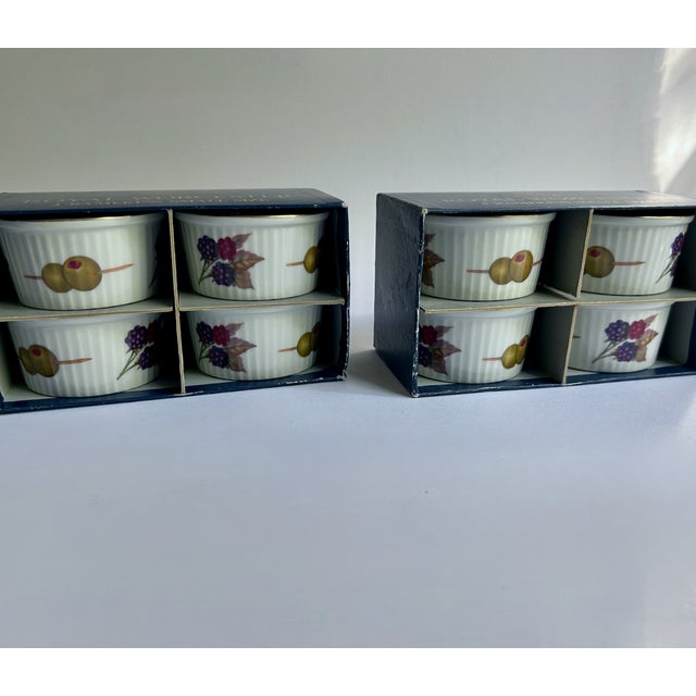 Vintage Set of 8 English Royal Worcester Evesham Gold Ramekins For Sale - Image 17 of 18