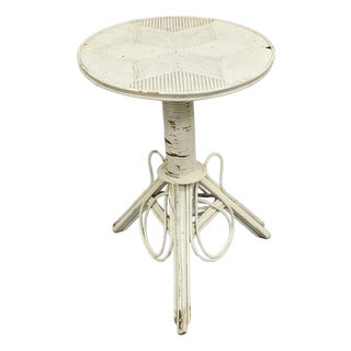 Antique Victorian Arts & Crafts Bentwood Wicker Rattan White Accent Side Table For Sale