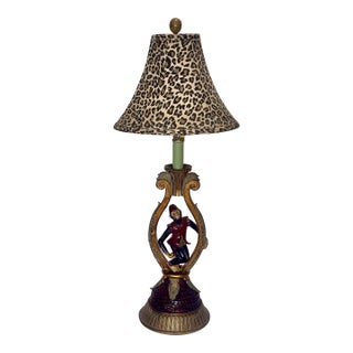 Vintage Hollywood Regency Singerie Bell Hop Monkey Table Lamp For Sale