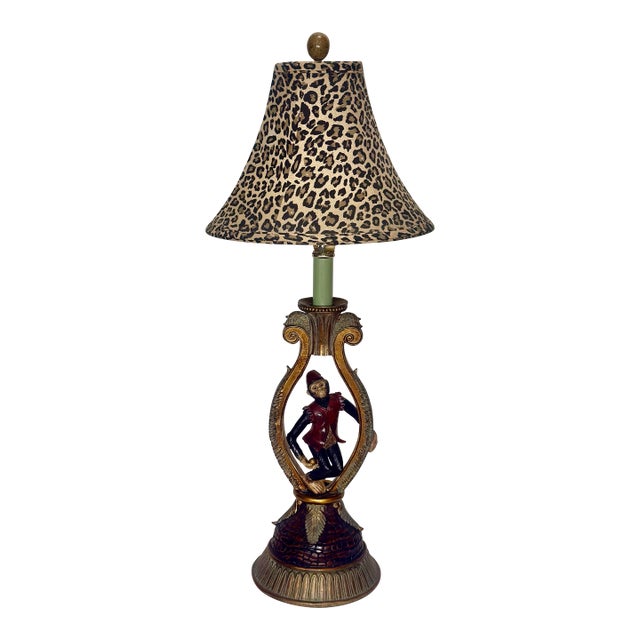 Vintage Hollywood Regency Singerie Bell Hop Monkey Table Lamp For Sale
