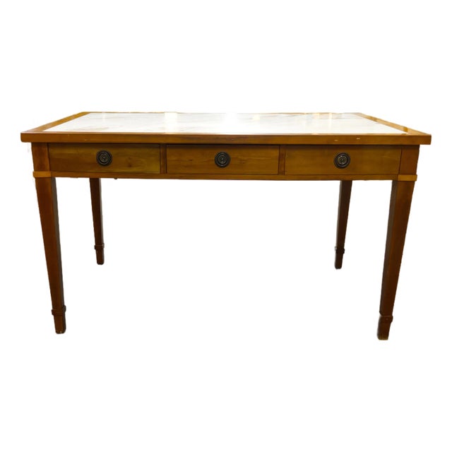 Late 20th Century Pink Marble Top Wooden Desk For Sale