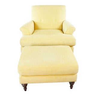Crate & Barrel Upholstered Chair and Ottoman For Sale