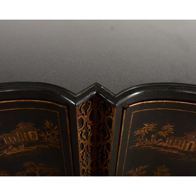 Black Nancy Corzine Chinoiserie Marble Top Sideboard Dresser Server For Sale - Image 8 of 18