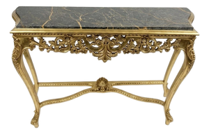 1960s Gold Leaf Console Table With Marble Top
