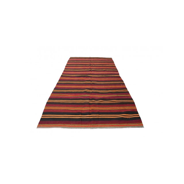 Striped Vintage Turkish Kilim Rug - 5`3" X 11`6" For Sale - Image 4 of 6