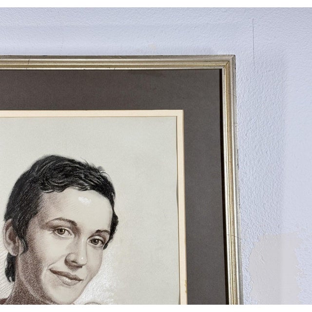 Woodi Ishmael Signed Pastel Portrait of a Woman, 1971 For Sale - Image 9 of 17