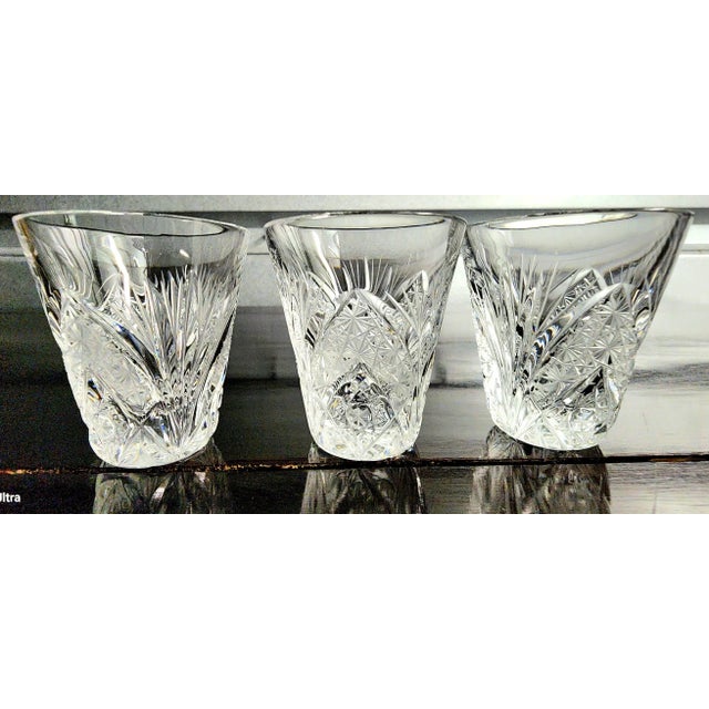 Vintage Fine Deep Cut Crystal Shot Glasses- Set of 6 For Sale - Image 11 of 13