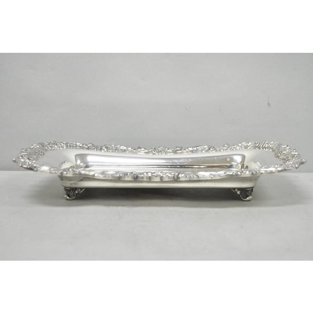 Vintage Sheffield Silver Co Victorian Silver Plated Footed Trinket Serving Dish. Circa Mid 20th Century. Measurements: 2"...