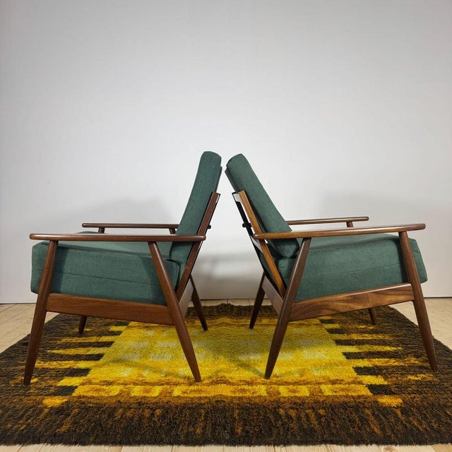 Vintage Danish Teak Lounge Chairs with Green Cushions, 1960s, Set of 2 For Sale - Image 4 of 7