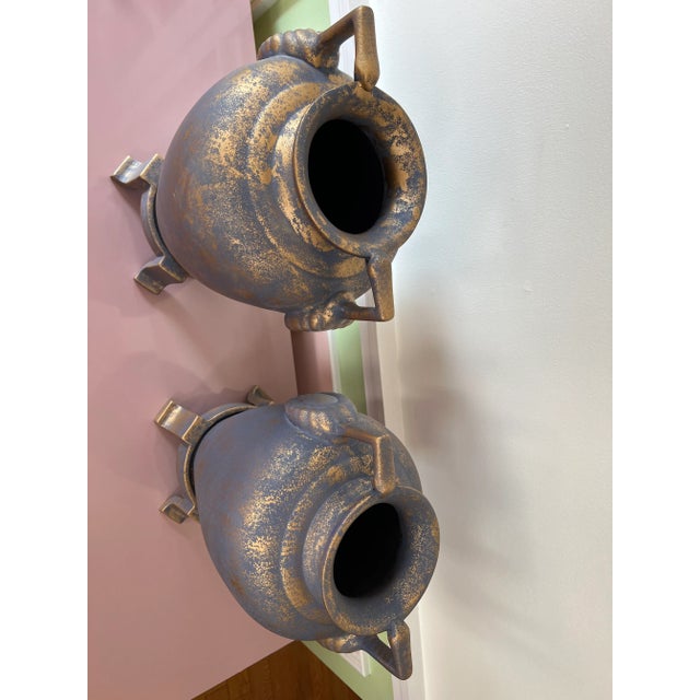 1980s 1980 Purple Snake Handle Vase and Matching Base - a Pair For Sale - Image 5 of 11