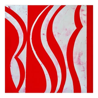 Contemporary Abstract Oil and Acrylic on Wood Painting "Opposing Currents no.I" by Gudrun Mertes-Frady For Sale