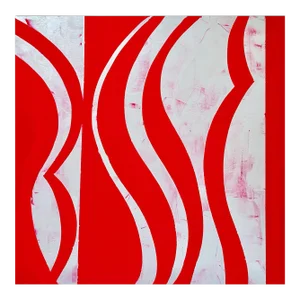 Contemporary Abstract Oil and Acrylic on Wood Painting "Opposing Currents no.I" by Gudrun Mertes-Frady