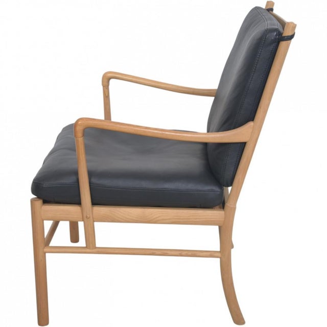 Black Colonial Chair in Ash and Black Leather from Ole Wanscher, 1990s For Sale - Image 8 of 13
