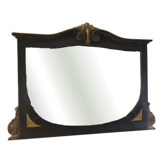 Art Deco Mirror with Wood and Bronze Ornament, 1930s For Sale