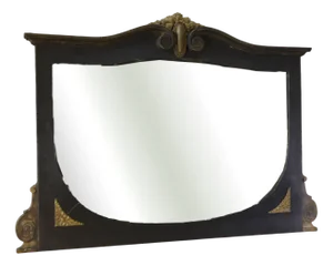 Art Deco Mirror with Wood and Bronze Ornament, 1930s