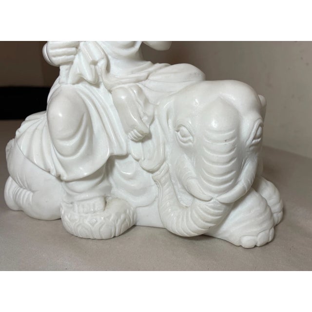 1990s 1990s Carved Chinese Marble Stone Samantabhadra Bodhisattva Dehua Sculpture Statue For Sale - Image 5 of 14