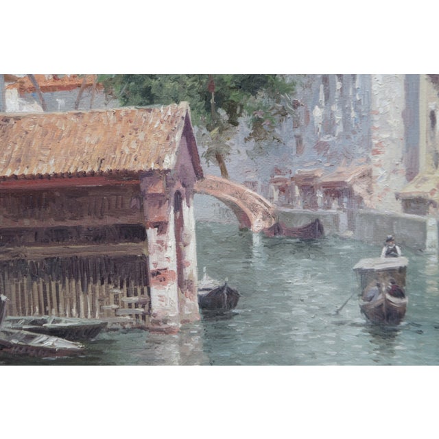 2000 - 2009 Russian Vasily Gribennikov Venice Italy Canal Cityscape Oil Painting 33" For Sale - Image 5 of 12