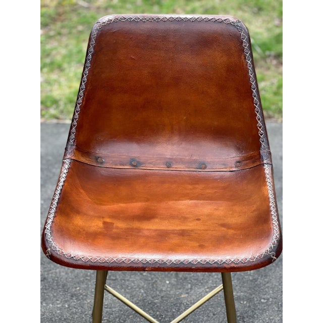 Mid-Century Modern 1960s Vintage Leather Wrapped Bucket Chairs - a Pair For Sale - Image 3 of 7