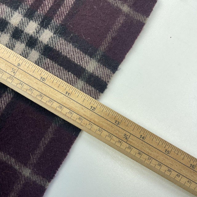 Textile Late 20th Century Burberry Dark Purple Plaid 100% Wool Scarf For Sale - Image 7 of 8