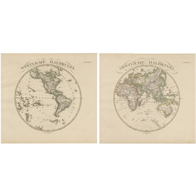 Western & Eastern Hemisphere Maps with World Double Hemisphere Engravings, 1857, Set of 2 For Sale - Image 17 of 17