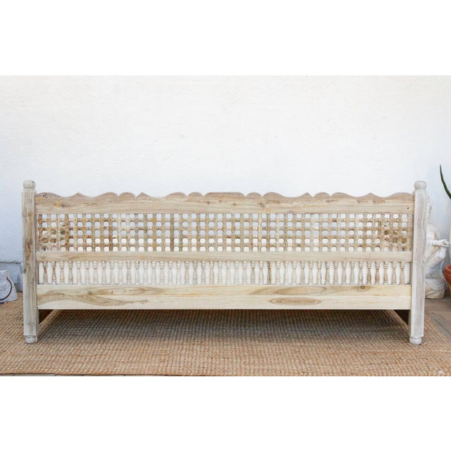 Sun-Bleached Serenity Moroccan Mousharabi Teak Daybed For Sale - Image 10 of 11