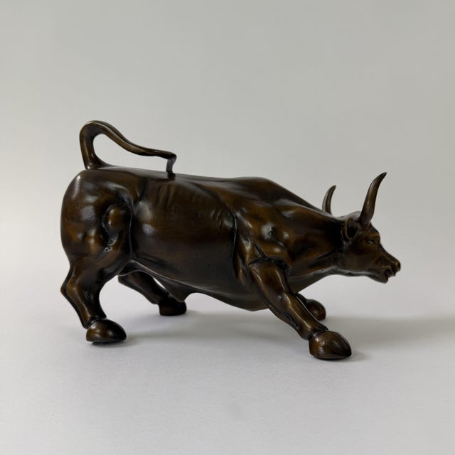 Early 21st Century Bronze “Wall Street” Charging Bull Sculpture, 12” L For Sale - Image 5 of 10