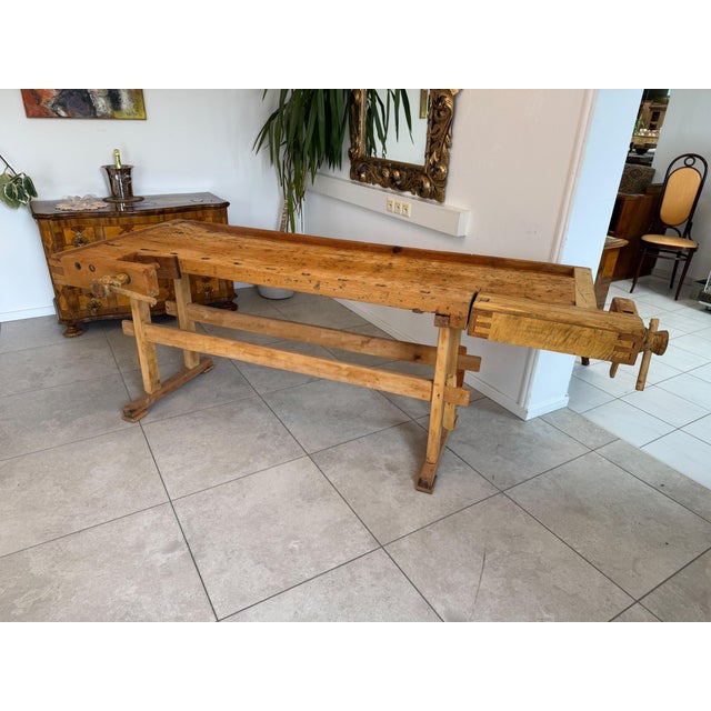 Fully functional, restored workbench, dining table, desk, German spindle. Dimensions: Height x Width x Depth 86 x 197 x 95...