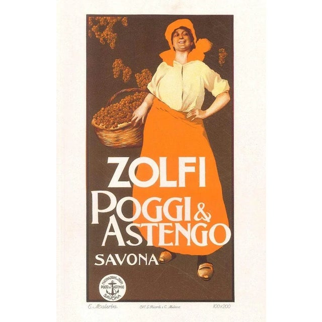 Zolfi - Original Advertising Lithograph by G. E. Malerba - 1905 ca. 1905 ca. For Sale - Image 3 of 3