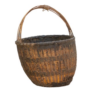 Rustic Wicker Primitive Basket For Sale