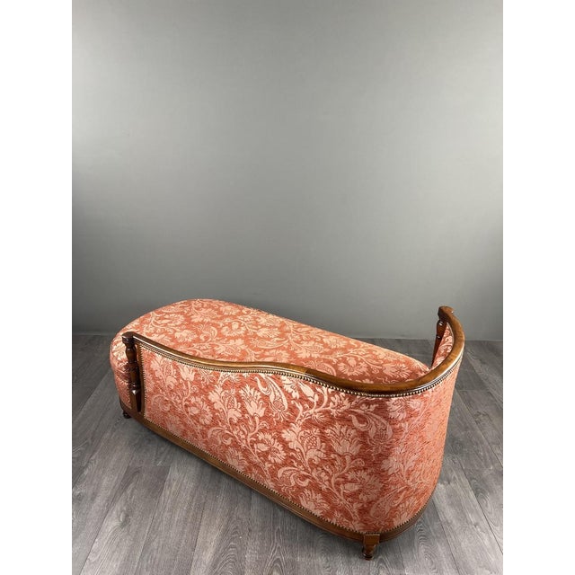 20th Century Louis XVI Chaise Lounge in Fabric with Floral Decoration For Sale - Image 6 of 13