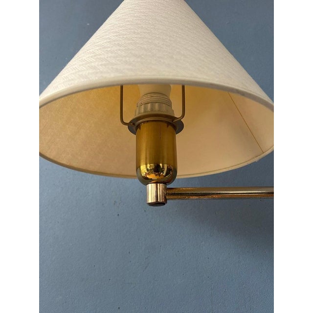 Beige Golden Hollywood Regency Swing Arm Wall Lamp with Beige Shade For Sale - Image 8 of 11