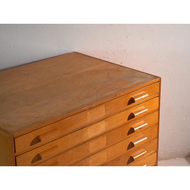 Industrial Vintage Plan Chest in Beech Wood, Central Europe, 1960 For Sale - Image 3 of 14