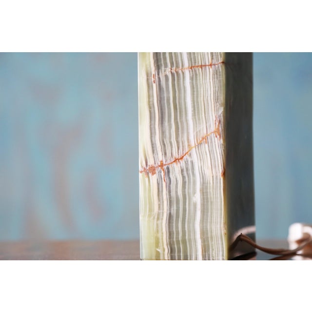 Gemstone Vintage Green Onyx Slab Lamps - A Pair For Sale - Image 7 of 11