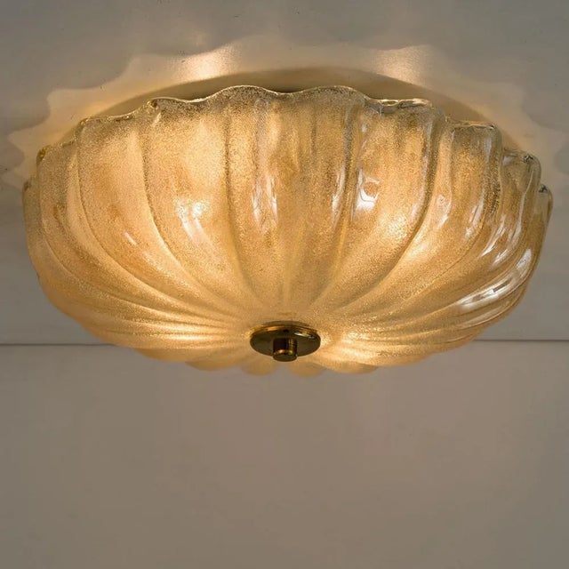 Metal Amber Murano Glass Flush Mount in the style of Barovier & Toso, 1970s For Sale - Image 7 of 18