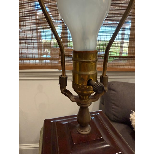 Celadon Vintage 32” Hollywood v Regency Asian-Style Celadon Ceramic Table Lamp For Sale - Image 8 of 9