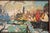 Textile 1960s French Modernist Heavily Textured Impasto Painting of Venice For Sale - Image 7 of 11
