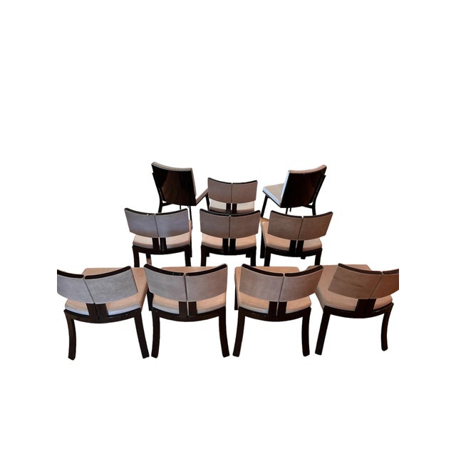 Set of Ten Leather Dinning Chairs from Brazil Eight armless, split (leather) detail on back - 24.5"W x 22.5"D x 31.5"H...