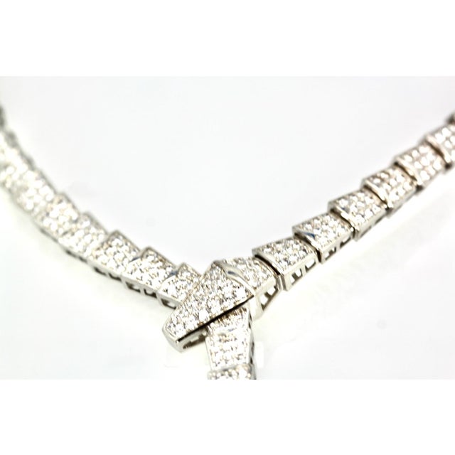 2000 - 2009 Silver and Rhinestone Snake Necklace For Sale - Image 5 of 11