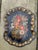 Decorative vintage tole tray featuring an exuberant hand-painted still life of flowers and fruit against a deep black...