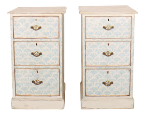 English Decorated Chests of Drawers, 1890s, Set of 2