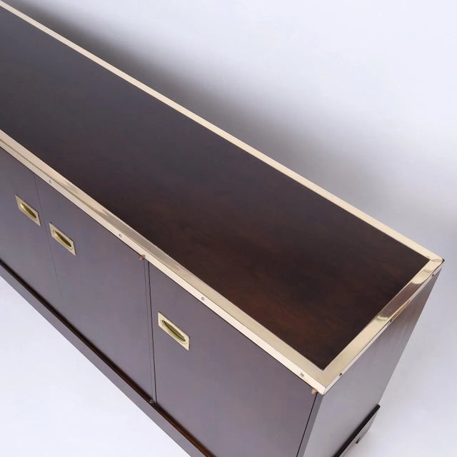 Campaign Mid-Century Campaign Style Long Chest or Cabinet For Sale - Image 3 of 10
