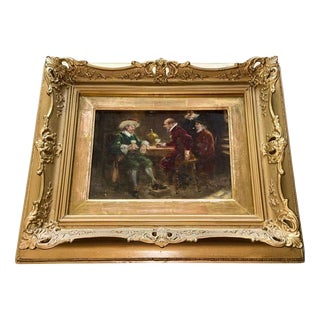Signed Oil on Panel, Dutch Golden Age Manner Tavern Scene, 19th Century For Sale